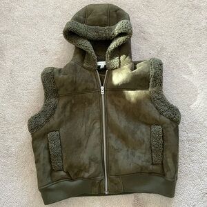 Topshop sherpa vest olive green small